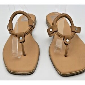 Dolce Vita Women's Sz 10 Mecca TAN Square Toe Flat Thong Sandal‎ Slides Woven
